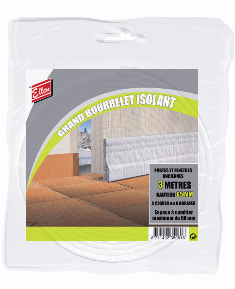 Grand bourrelet isolant à clouer blanc 3 mx65mm 2000006 - ELLEN